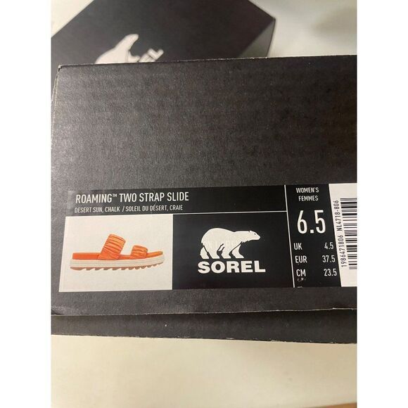 Sorel Roaming Two Strap Slide Desert Sun/ Chalk NIB New 6 / 6.5 - Picture 8 of 8